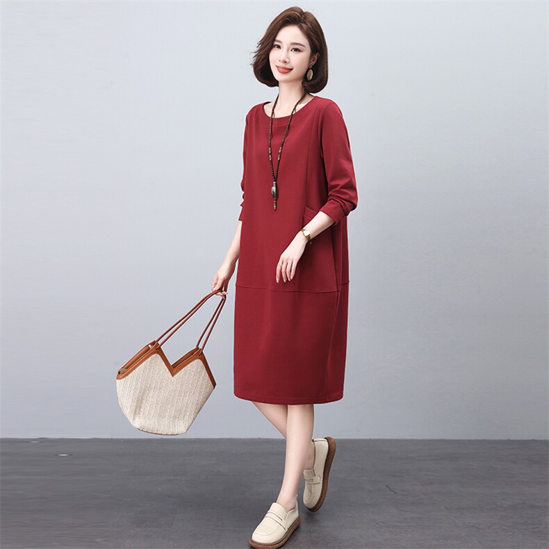 大码卫衣裙妈妈洋气休闲中长款裙子连衣裙女春秋2025秋季新款宽松,女装连衣裙,依恋蒂丝