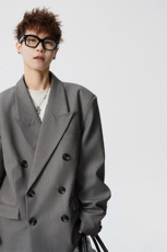 双排扣大码M-5XL西服男成分96%聚酯纤维4%氨纶XF78127P85控128，男装西服，星座227-7