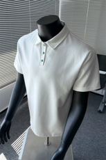 假模夏装绿松石扣子翻领重磅短袖T恤夏季男装半袖POLO衫S426特28，男装T恤，电商A233-1