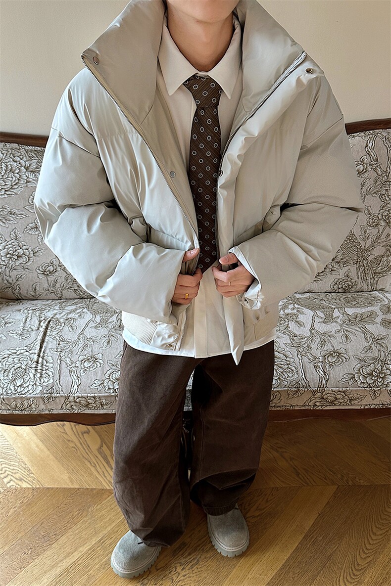冬季立领加厚棉服PU皮棉衣男宽松保暖情侣美式外套潮MF3667-特P85,男装棉衣,电商B295