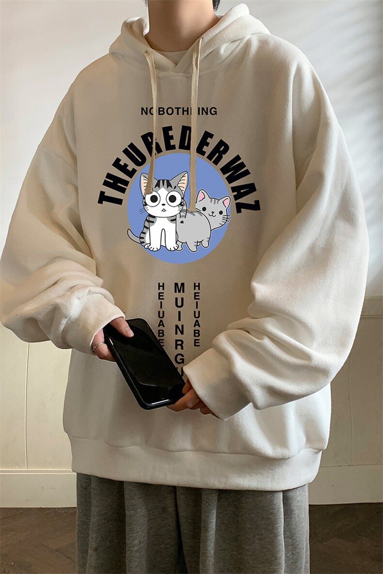 纯棉连帽卫衣男大码运动帽衫宽松薄WY2160-P35加绒款-P40,男装卫衣,电商A040