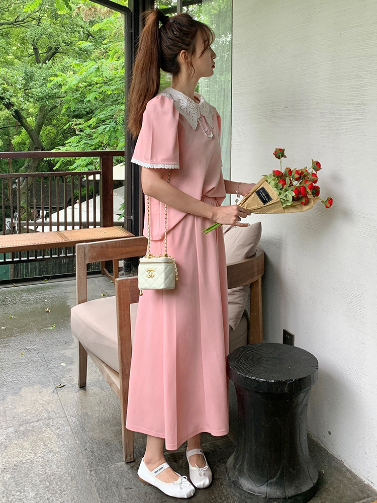 粉色卡通印花卫衣套装女春季2025新款设计感减龄休闲半身裙两件套,女装套装/套裙,浙宝192（原082）
