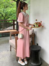 粉色卡通印花卫衣套装女春季2025新款设计感减龄休闲半身裙两件套，女装套装/套裙，浙宝192（原082）