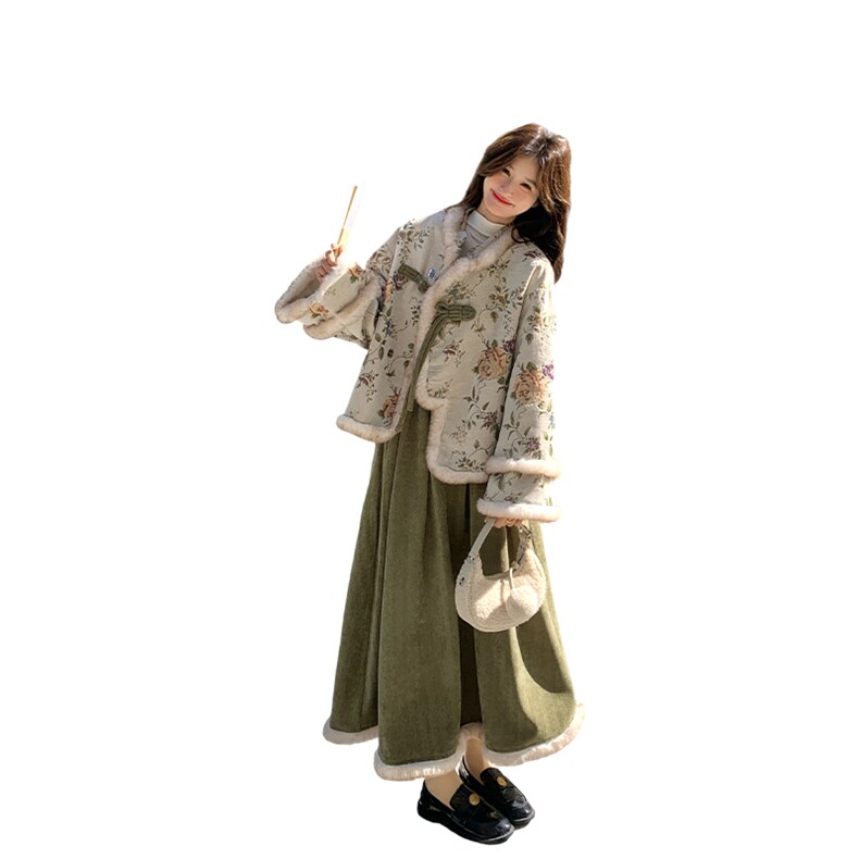 新款3天内出货新中式加绒套装2C007-520-P245-K368,女装棉衣/棉服,2C007