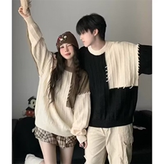 设计感拼接撞色毛衣男女秋冬季宽松休闲小众套头情侣针织衫上衣，男装针织衫/毛衣，星座218-1（原230）
