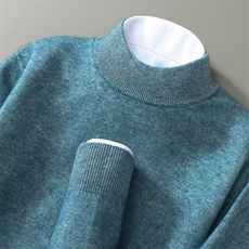 羊毛30%兔绒20%套头男士半高领长袖商务绅士，男装针织衫/毛衣，枫宸羊绒