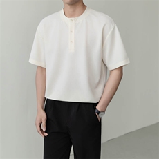 夏打底衫纯色亨利领纯色圆领T恤短袖轻熟风A236-82559-特P38，男装T恤，电商A236