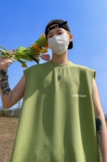 华夫格背心直播高品质重磅220克小英文印花HB7151-P25控38，男装背心/马甲，星座508（原C305）
