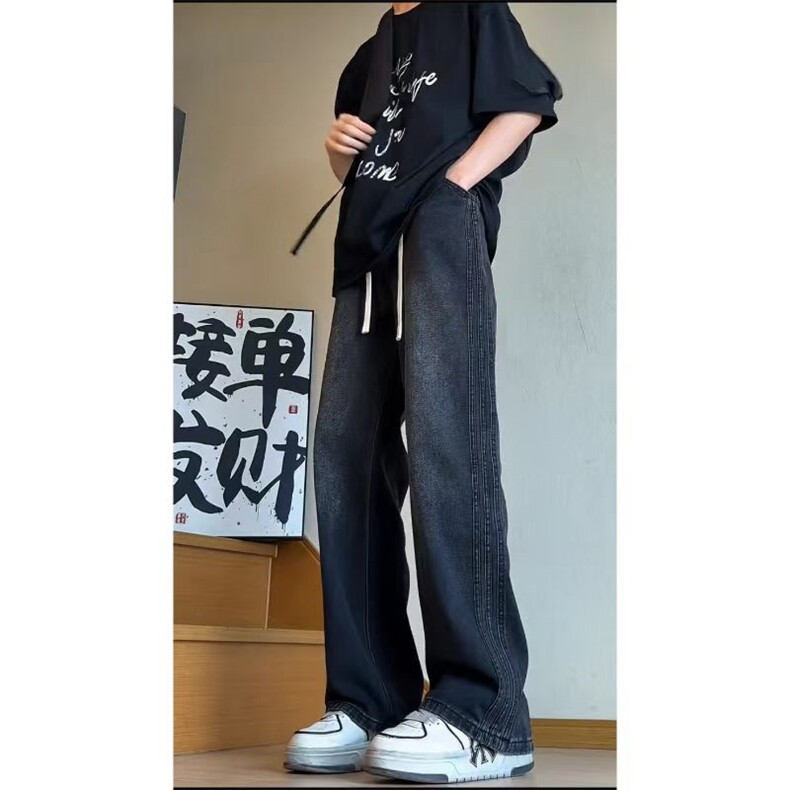 水洗条纹拼接牛仔裤KZ2507P55,男装牛仔裤,电商D325
