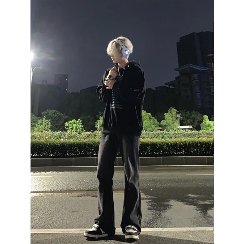 美式hiphop牛仔裤修身直筒微喇叭裤,男装牛仔裤,星座310A-4