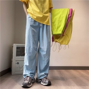 彩色轻休闲直筒长裤子男潮流嘻哈街头美式阔腿裤夏季装K4265-P35图片