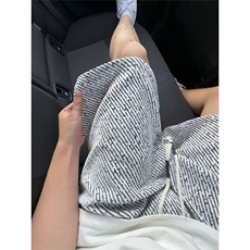 网络图现货小香风针织条纹设计感直筒宽松休闲五分中裤745-P38，男装休闲裤，星座715-7