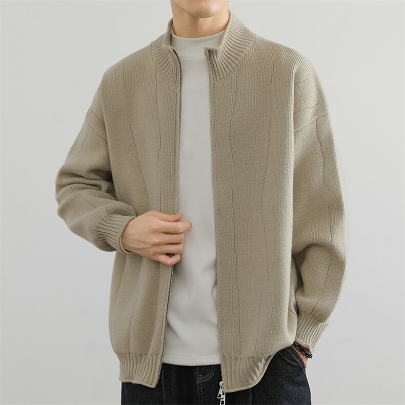 针织开衫外套男高级感秋季新款潮牌立领夹克宽松毛线衫MY7002P80，男装针织衫/毛衣，星座914