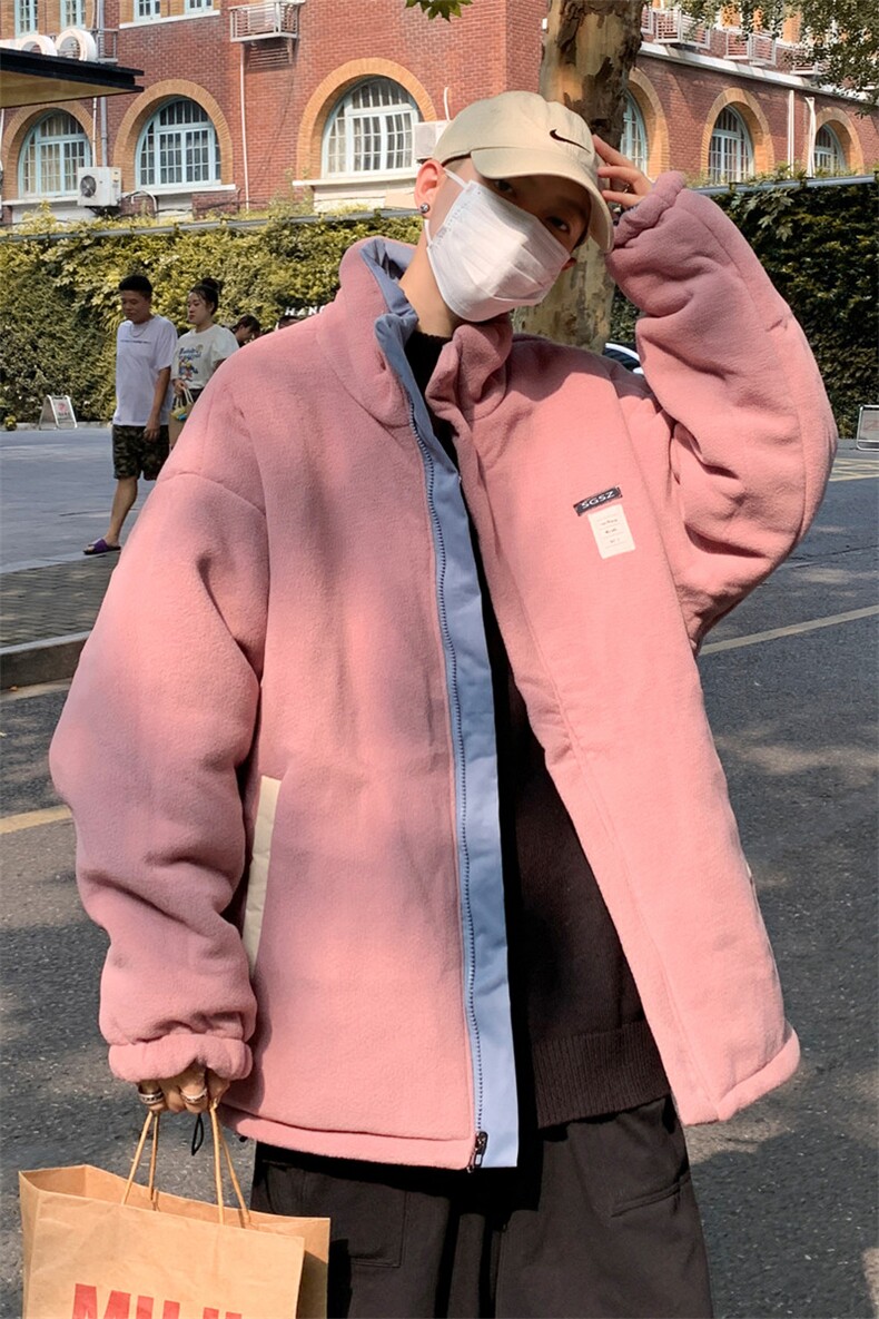 双面穿立领摇粒衣男冬季加厚潮牌ins宽松服外套W2216-P90,男装棉衣,星座512-4