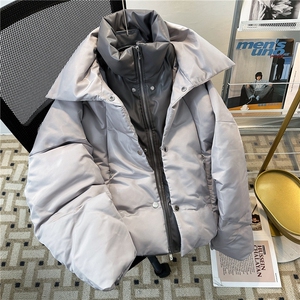 冬季PU皮拼接假两件棉衣男双层加厚宽松棉服外套M8023-P128图片