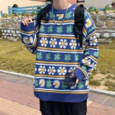 美式街头设计感圆领毛衣男慵懒风休闲针织衫M43P38，男装针织衫/毛衣，星座1116-2