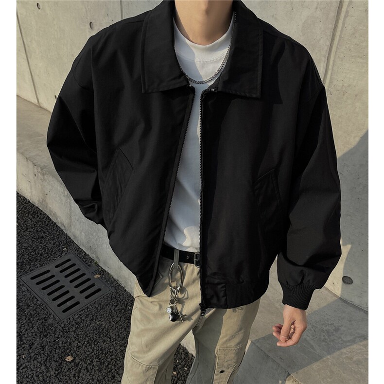 黑墙春季翻领飞行服夹克短款外套男装宽松外套春装拉链衫S384特68图片