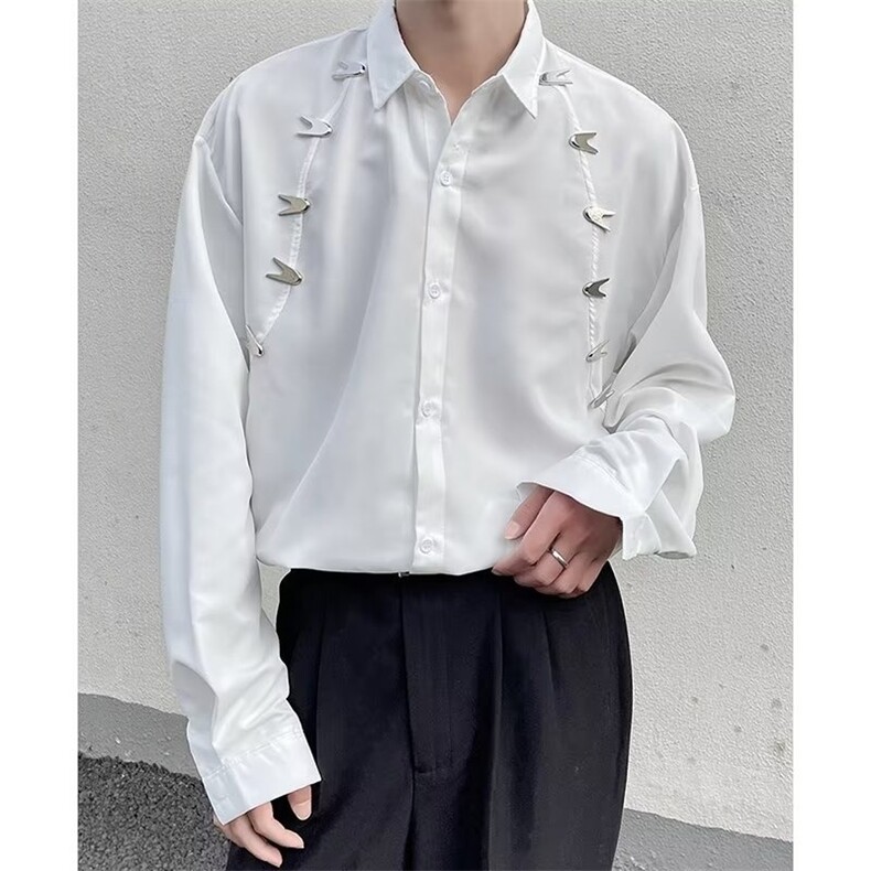 金属设计小众高级感衬衫春秋季男士CS653-P40,男装衬衫,星座1109-3