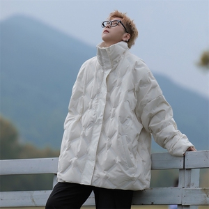 F53-P90 美式高街潮牌立领棉衣外套2024新款冬季菱形格棉服男款图片