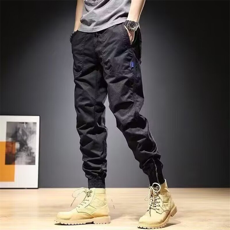 美式复古工装裤男款秋季宽松束脚休闲裤子大码潮牌百搭纯色小脚裤,女装休闲裤,星座1210-1