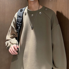 现货复古oversize垫肩酒红色圆领卫衣男女铆钉设计感小众，男装卫衣，星座218-1（原230）