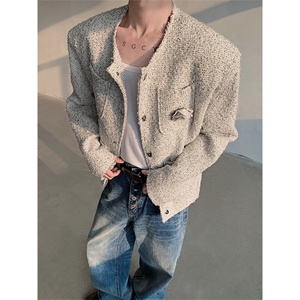 现货！25秋冬男士小香风短款山茶花毛呢精致夹克大衣XXF20-P168图片