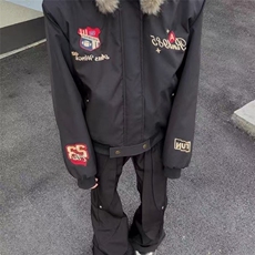 1506-1/MJK80361/P86原宿日系羊羔毛棉服冬男棉袄保暖棉衣厚潮流，男装棉衣，星座1506-1