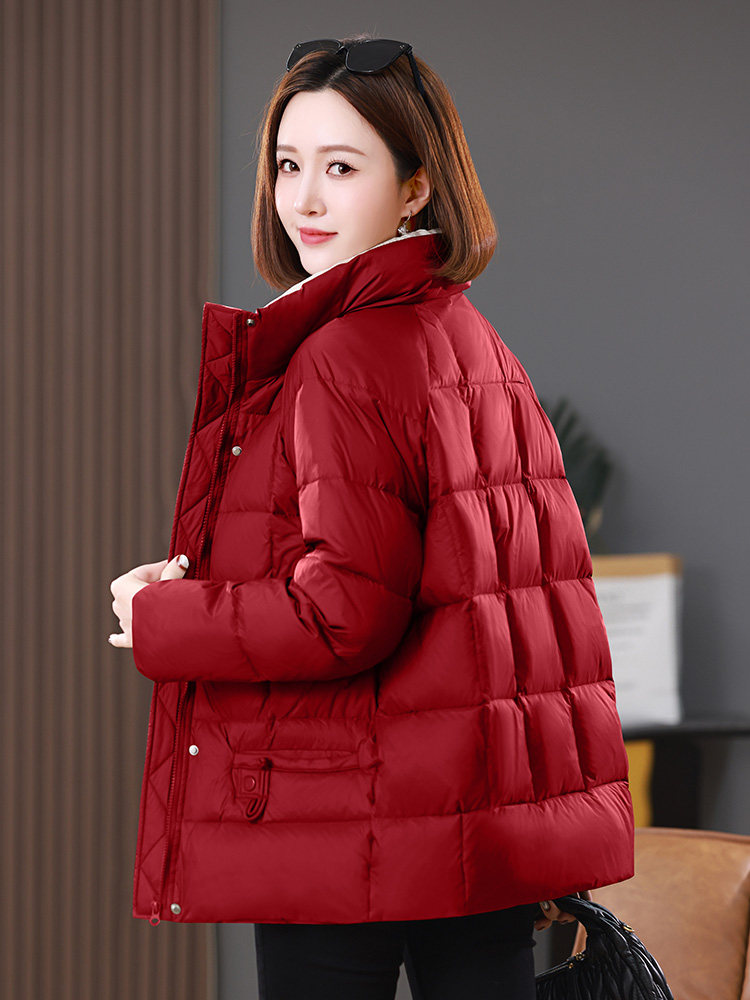 2025冬装新款中长款撞色拼接立领棉衣外套棉服,女装棉衣/棉服,雪樱依海