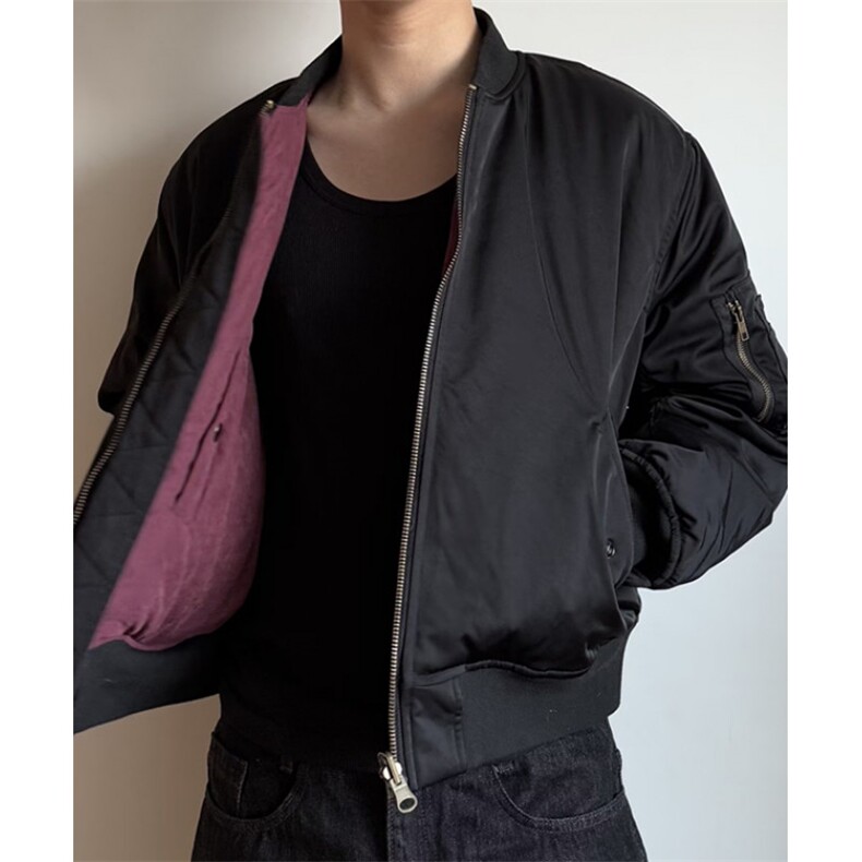 春秋潮牌飞行服夹克男女同款棒球领宽松冬季加棉外套 M8241图片