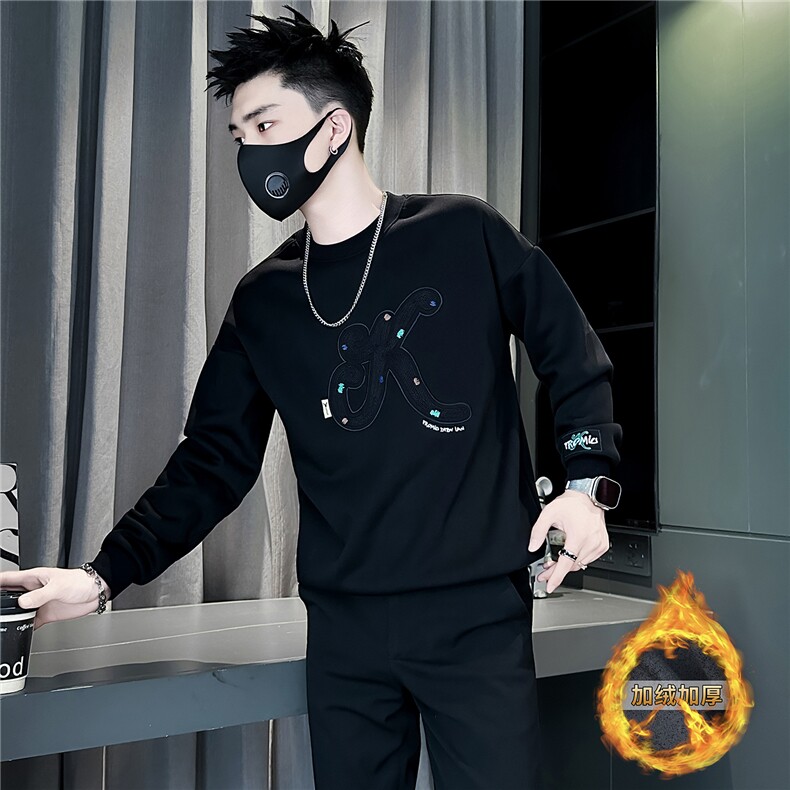 加绒卫衣男社会小伙重工刺绣301C-WY17C常规P68控98加绒P78控108图片