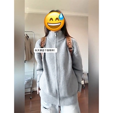 重磅秋冬北极绒双拉链毛衣开衫美式复古休闲慵懒风宽松针织衫外套，男装针织衫/毛衣，电商A486-1