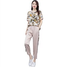 2023新款时尚醋酸印花拼接连帽气质套装2023年夏季，女装套装/套裙，奕薇雅