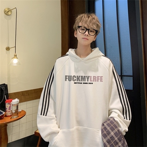 美式三杠条纹复连帽卫衣秋冬男女宽松长袖SWY2468 -P55控88 50棉图片
