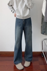 B221美式ins高街暗黑重工艺宽松直筒牛仔裤LK24426-特P45控78，男装牛仔裤，电商B221
