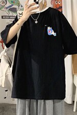 YT26262-P30亚短袖t恤男大码五分袖男宽松七分袖海报风，男装T恤，电商A040