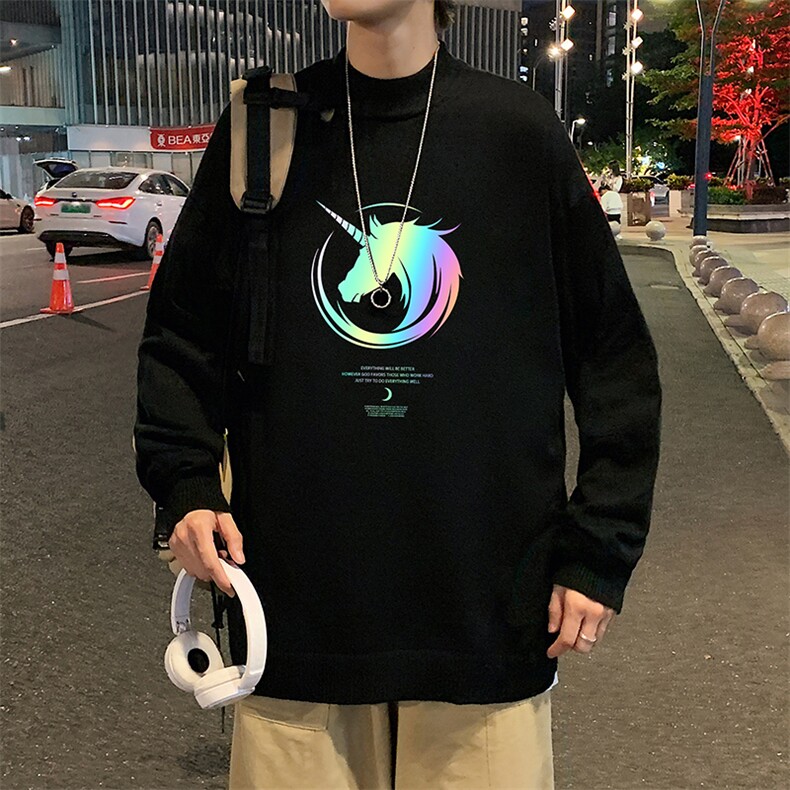 M18138-P45 加绒款-P65半高领毛衣男士大码针织衫男毛线衣男图片