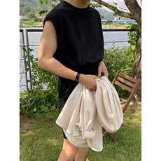 抖音得物高品质二开冰感爽滑280克双纱纯棉纯色坎肩无袖T恤背心，男装T恤，电商A486