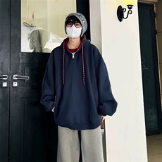 抖音得物二开美式高街重磅结构双层撞色连帽卫衣开衫外套W116，女装短外套，电商A486-1