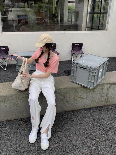 【现货】夏季新品多色抽绳开叉裤，女装，F/TU