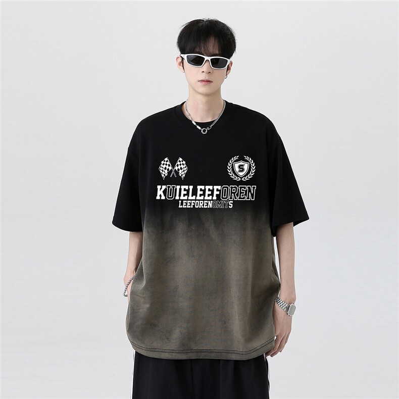 设计感小众渐变色短袖T恤男女夏季青少年宽松半袖上衣T1002-P38,男装T恤,电商C307
