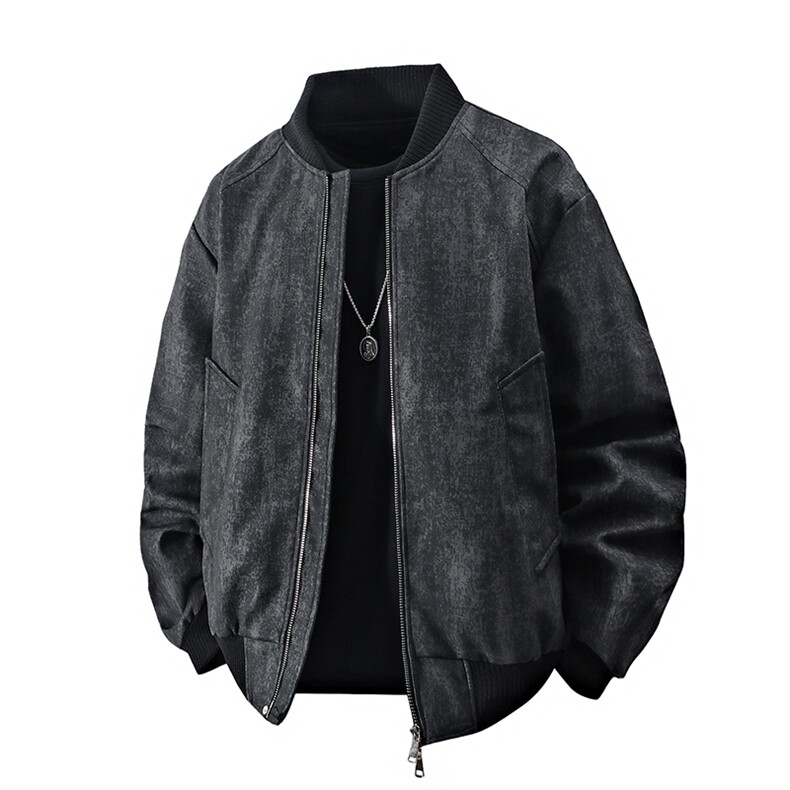 秋装美式立领皮衣夹克男女复古立领扎染宽松情侣外套潮HZ6610-P80，男装皮衣，星座610B-1