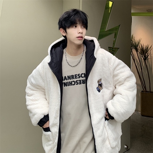XZ213-MY53-P128控148 港风大码加绒双面穿连帽保暖棉服男潮冬季图片