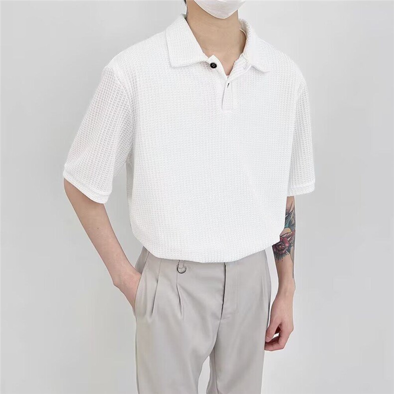 W9785-P32网图现货冰丝polo衫短袖夏季薄款韩版高级感针织半袖,男装T恤,星座1608-2
