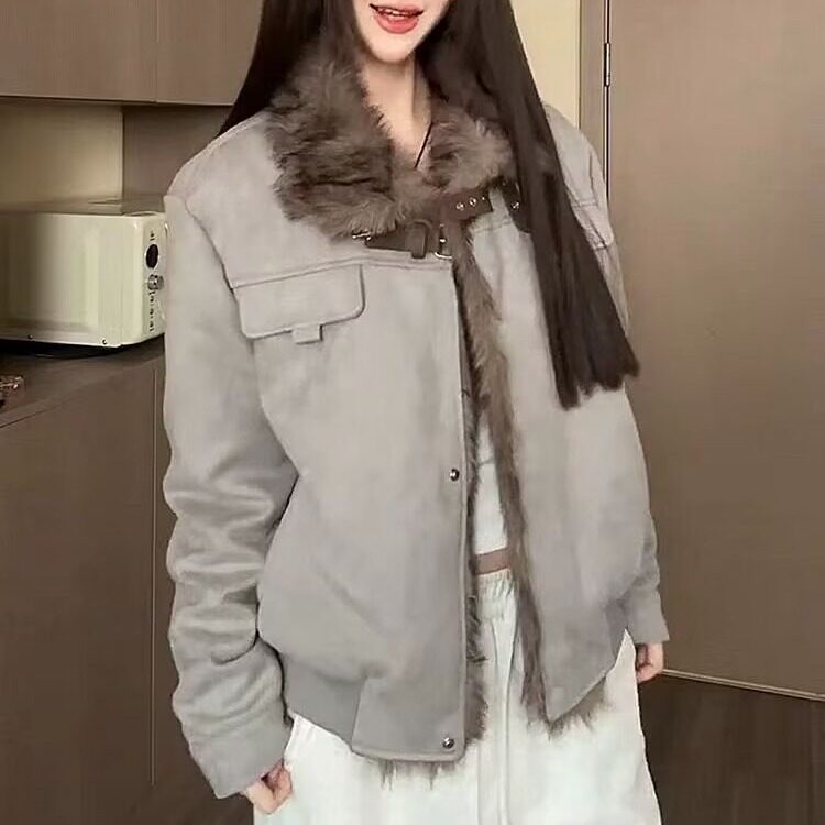 现货美式复古麂皮绒加厚保暖立领短款显高棉服6056/P110,男装棉衣,星座205-3