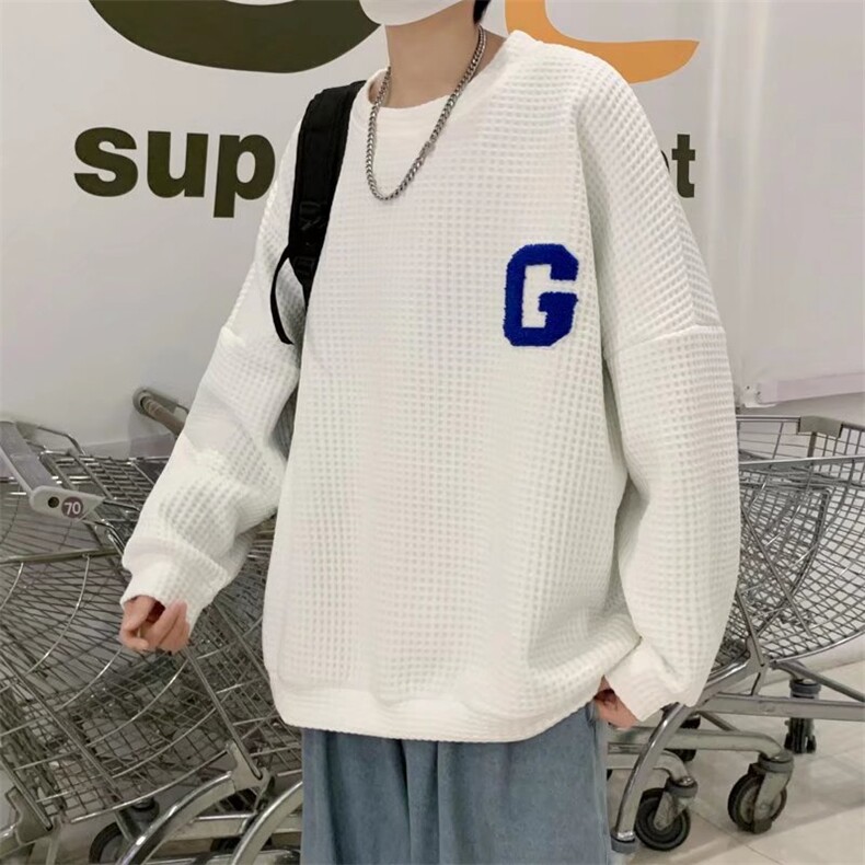 男春季新款卫衣华夫格提花毛巾绣卫衣W12P30图片