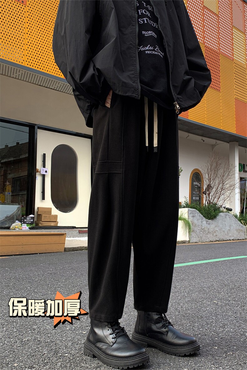 冬季新款加厚抗起球呢料哈伦裤宽松大码休闲小脚萝卜裤男873-P65,男装休闲裤,电商C305A