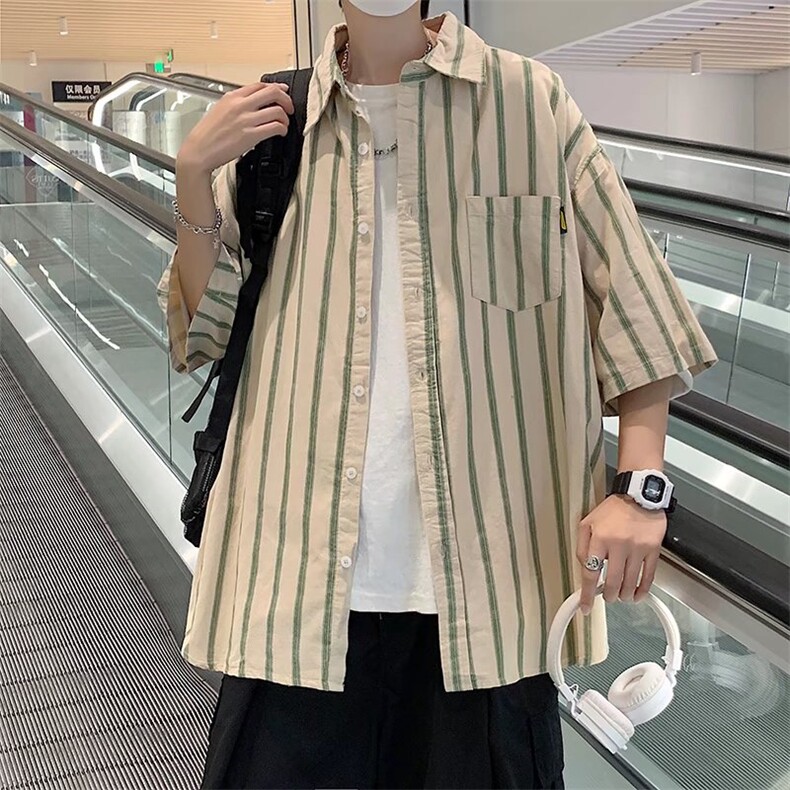 短袖衬衫春款男港风潮流弹力CS13P31,男装衬衫,星座1116-2
