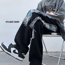 B221美式ins高街小众个性男女款休闲牛仔裤LK23002-P60控78，男装牛仔裤，电商B221