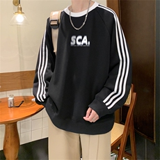 美式三杠条纹复圆领卫衣秋冬男女宽松长袖SW2481-P45控6850棉，男装卫衣，电商B370