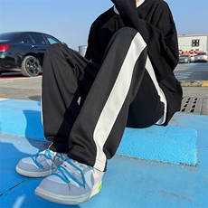 2023春装新款港风男女同款拼接直筒休闲裤子B221-LK22004-P50，男装休闲裤，电商B221